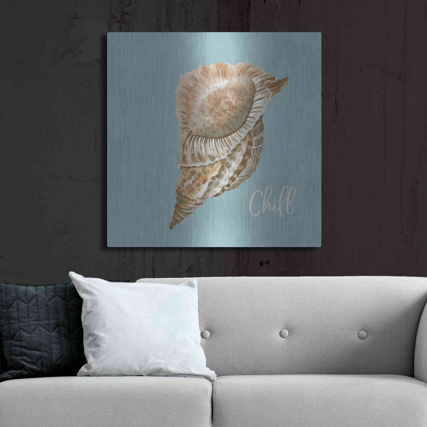 Luxe Metal Art 'Chill Seashell' by Cindy Jacobs, Metal Wall Art,36x36
