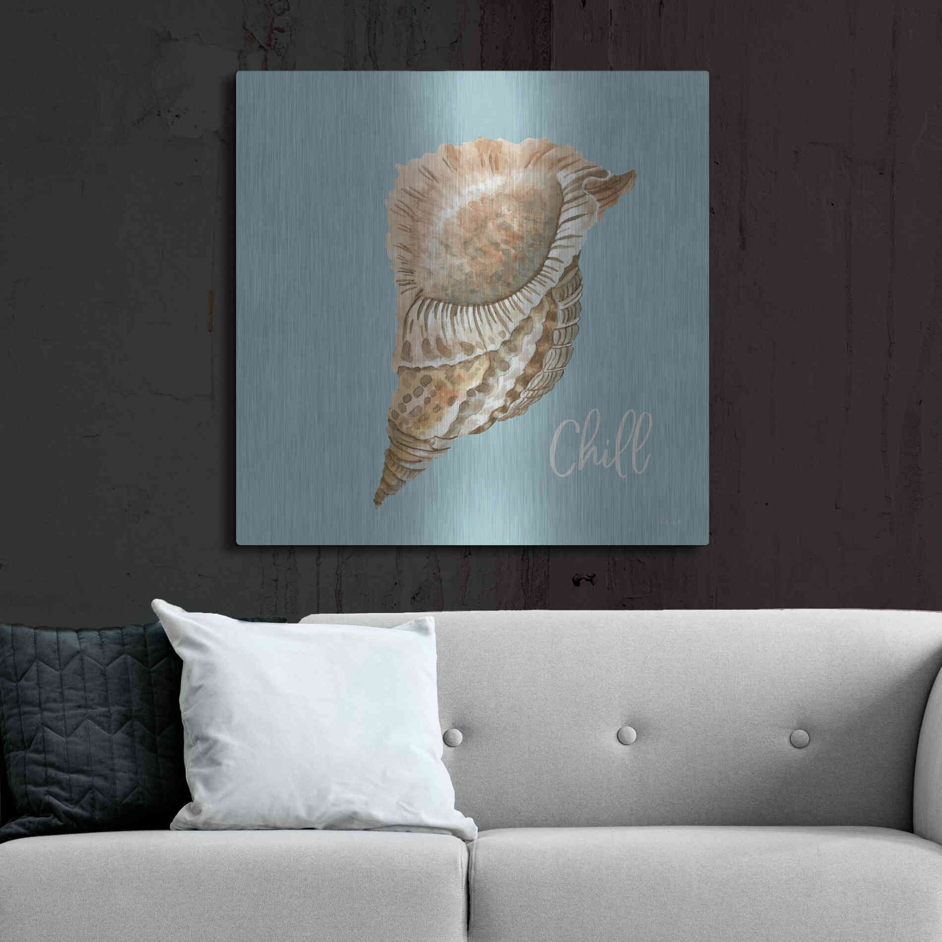 Luxe Metal Art 'Chill Seashell' by Cindy Jacobs, Metal Wall Art,36x36