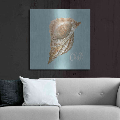Luxe Metal Art 'Chill Seashell' by Cindy Jacobs, Metal Wall Art,36x36
