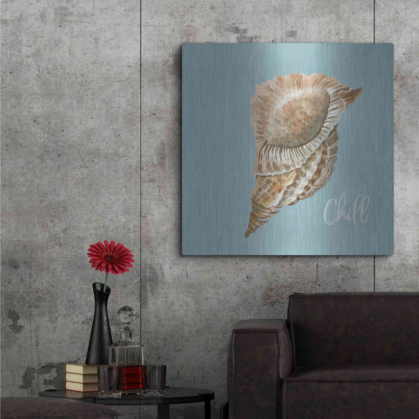 Luxe Metal Art 'Chill Seashell' by Cindy Jacobs, Metal Wall Art,36x36