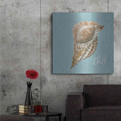 Luxe Metal Art 'Chill Seashell' by Cindy Jacobs, Metal Wall Art,36x36