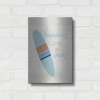 Luxe Metal Art 'Happiness Comes in Waves' by Cindy Jacobs, Metal Wall Art,12x16