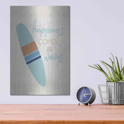 Luxe Metal Art 'Happiness Comes in Waves' by Cindy Jacobs, Metal Wall Art,12x16