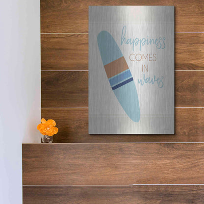 Luxe Metal Art 'Happiness Comes in Waves' by Cindy Jacobs, Metal Wall Art,12x16