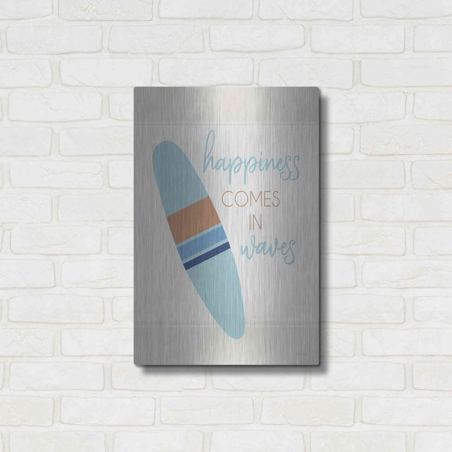 Luxe Metal Art 'Happiness Comes in Waves' by Cindy Jacobs, Metal Wall Art,16x24