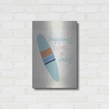 Luxe Metal Art 'Happiness Comes in Waves' by Cindy Jacobs, Metal Wall Art,16x24