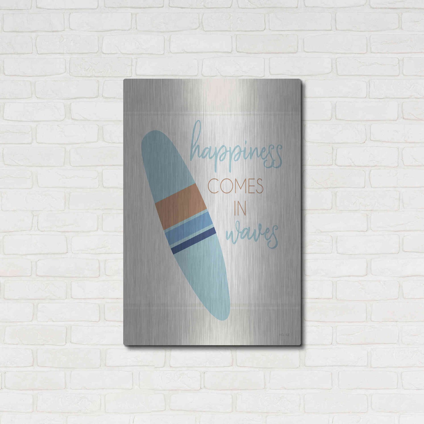 Luxe Metal Art 'Happiness Comes in Waves' by Cindy Jacobs, Metal Wall Art,24x36