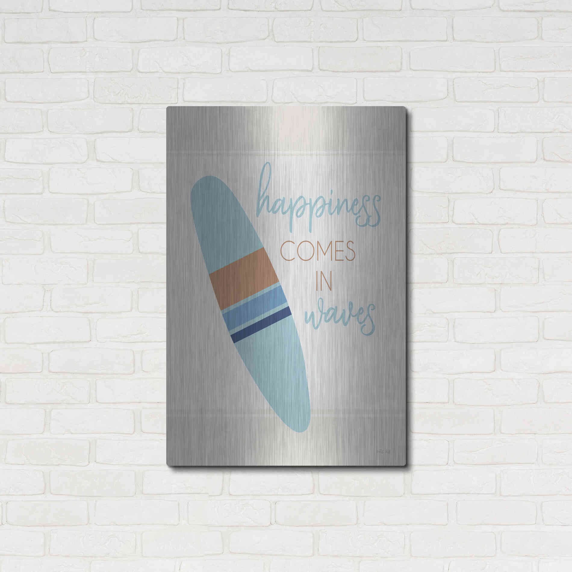 Luxe Metal Art 'Happiness Comes in Waves' by Cindy Jacobs, Metal Wall Art,24x36