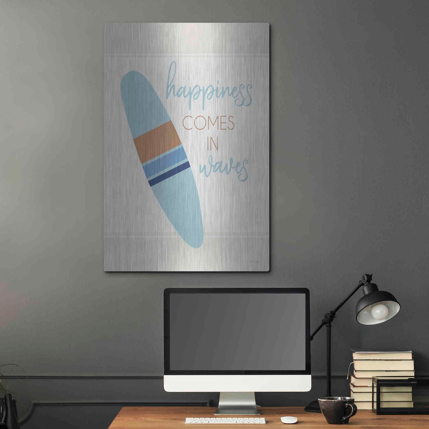 Luxe Metal Art 'Happiness Comes in Waves' by Cindy Jacobs, Metal Wall Art,24x36