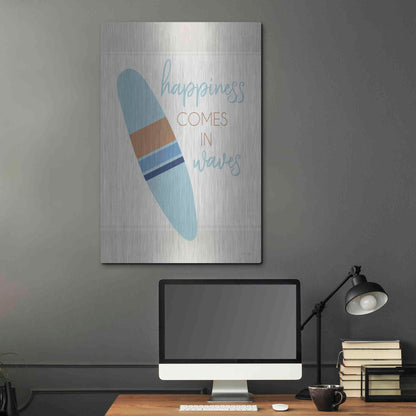 Luxe Metal Art 'Happiness Comes in Waves' by Cindy Jacobs, Metal Wall Art,24x36