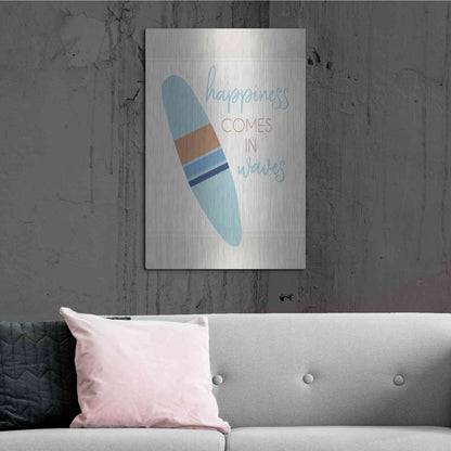 Luxe Metal Art 'Happiness Comes in Waves' by Cindy Jacobs, Metal Wall Art,24x36