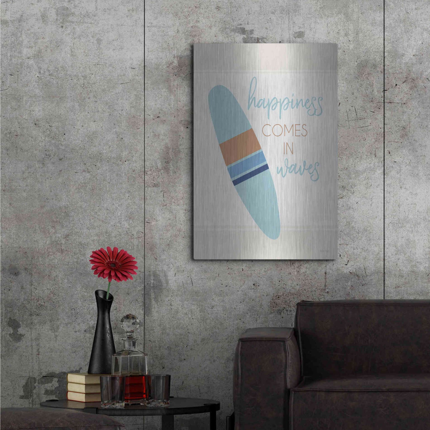 Luxe Metal Art 'Happiness Comes in Waves' by Cindy Jacobs, Metal Wall Art,24x36