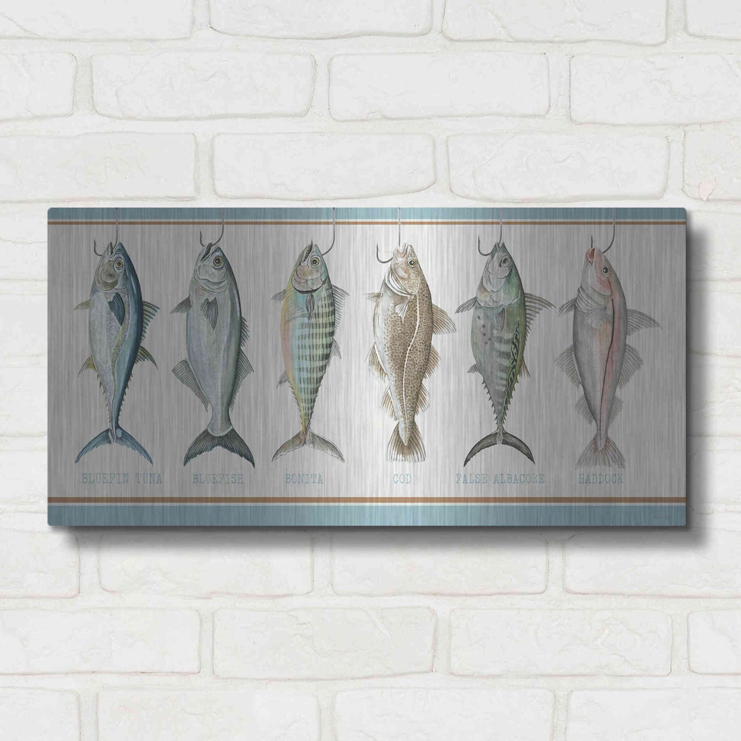 Luxe Metal Art 'Bunch of Fish' by Cindy Jacobs, Metal Wall Art,24x12