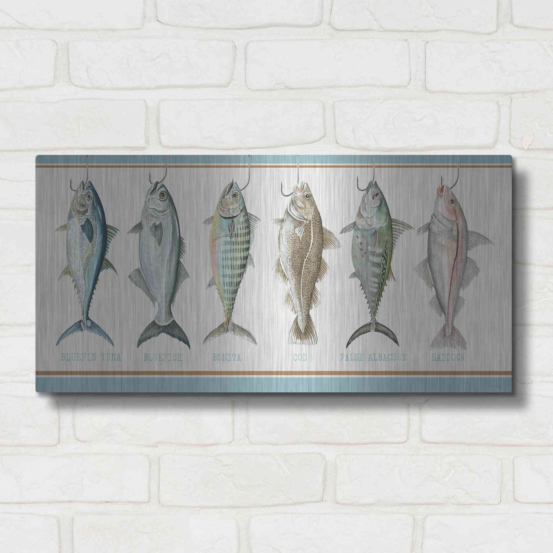 Luxe Metal Art 'Bunch of Fish' by Cindy Jacobs, Metal Wall Art,24x12