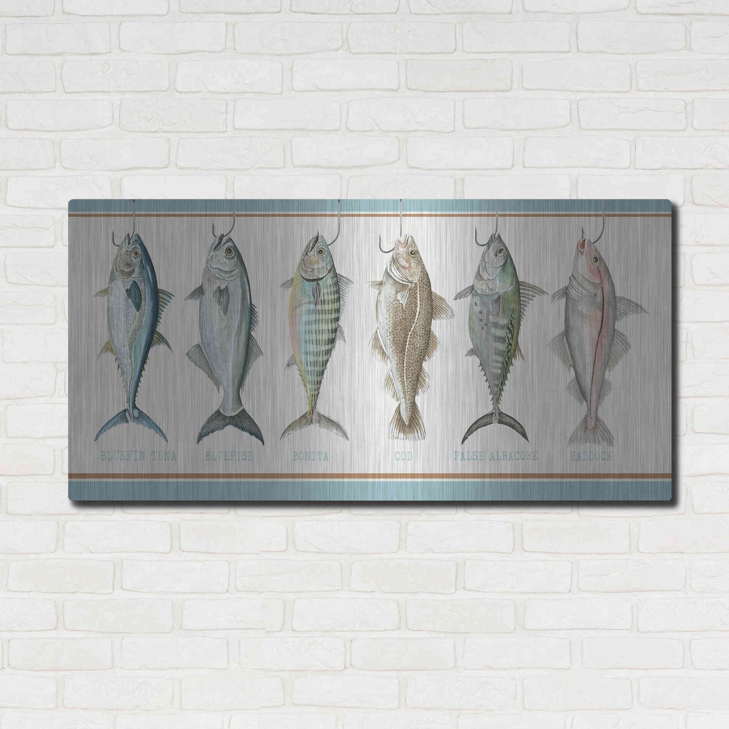 Luxe Metal Art 'Bunch of Fish' by Cindy Jacobs, Metal Wall Art,48x24