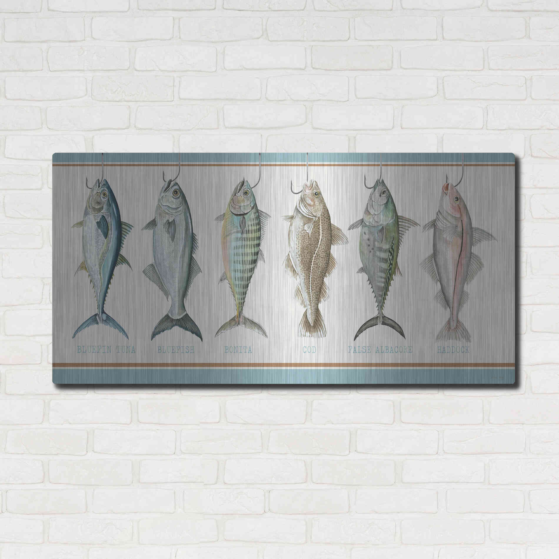 Luxe Metal Art 'Bunch of Fish' by Cindy Jacobs, Metal Wall Art,48x24