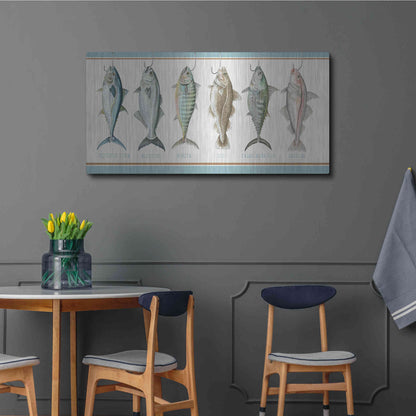 Luxe Metal Art 'Bunch of Fish' by Cindy Jacobs, Metal Wall Art,48x24