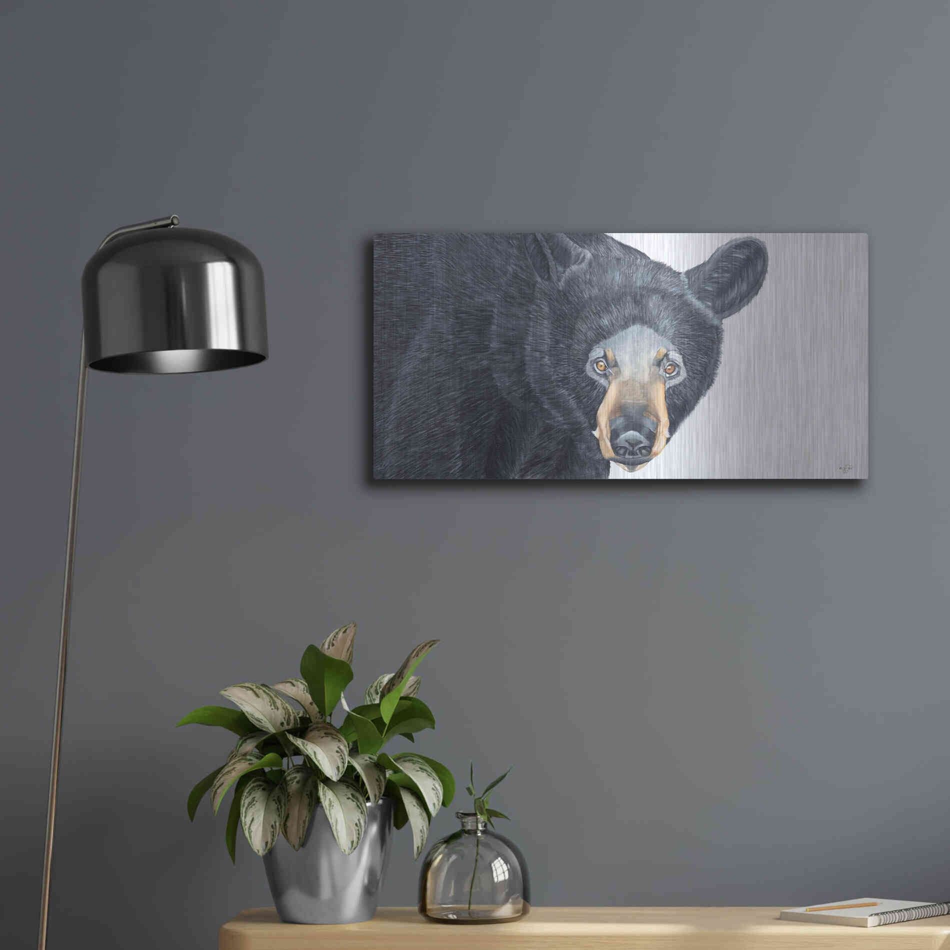 Luxe Metal Art 'Black Bear' by Diane Fifer, Metal Wall Art,24x12