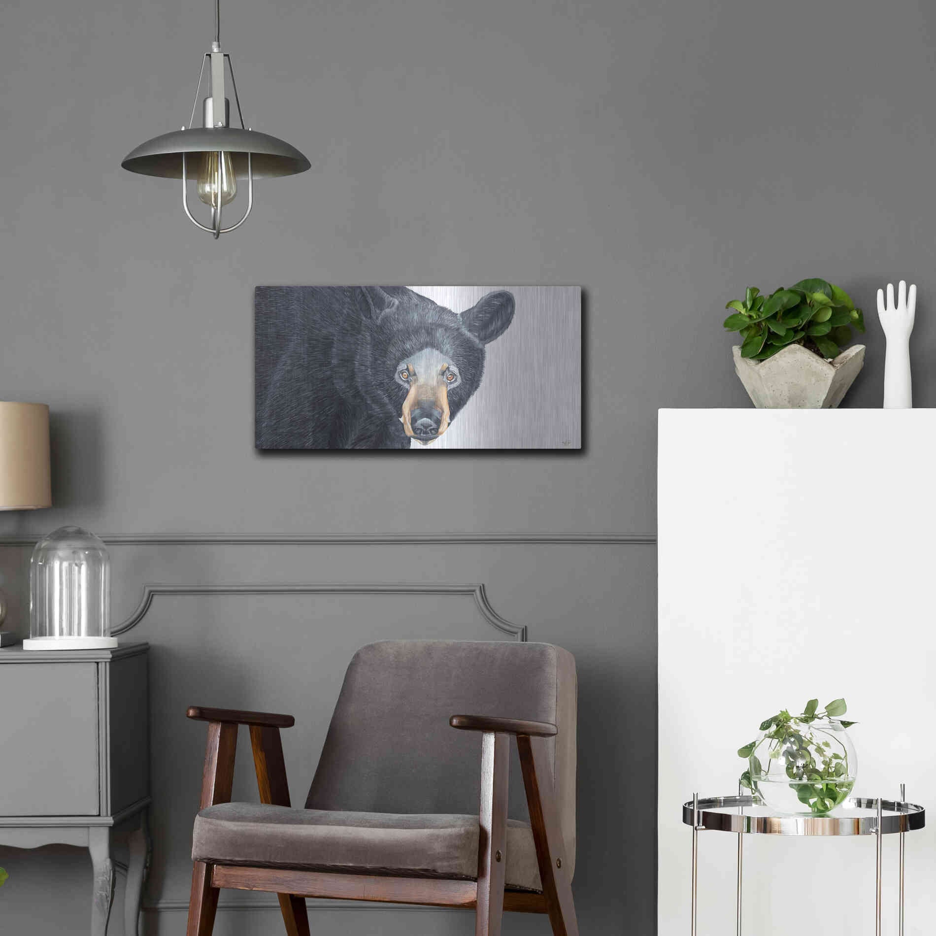 Luxe Metal Art 'Black Bear' by Diane Fifer, Metal Wall Art,24x12