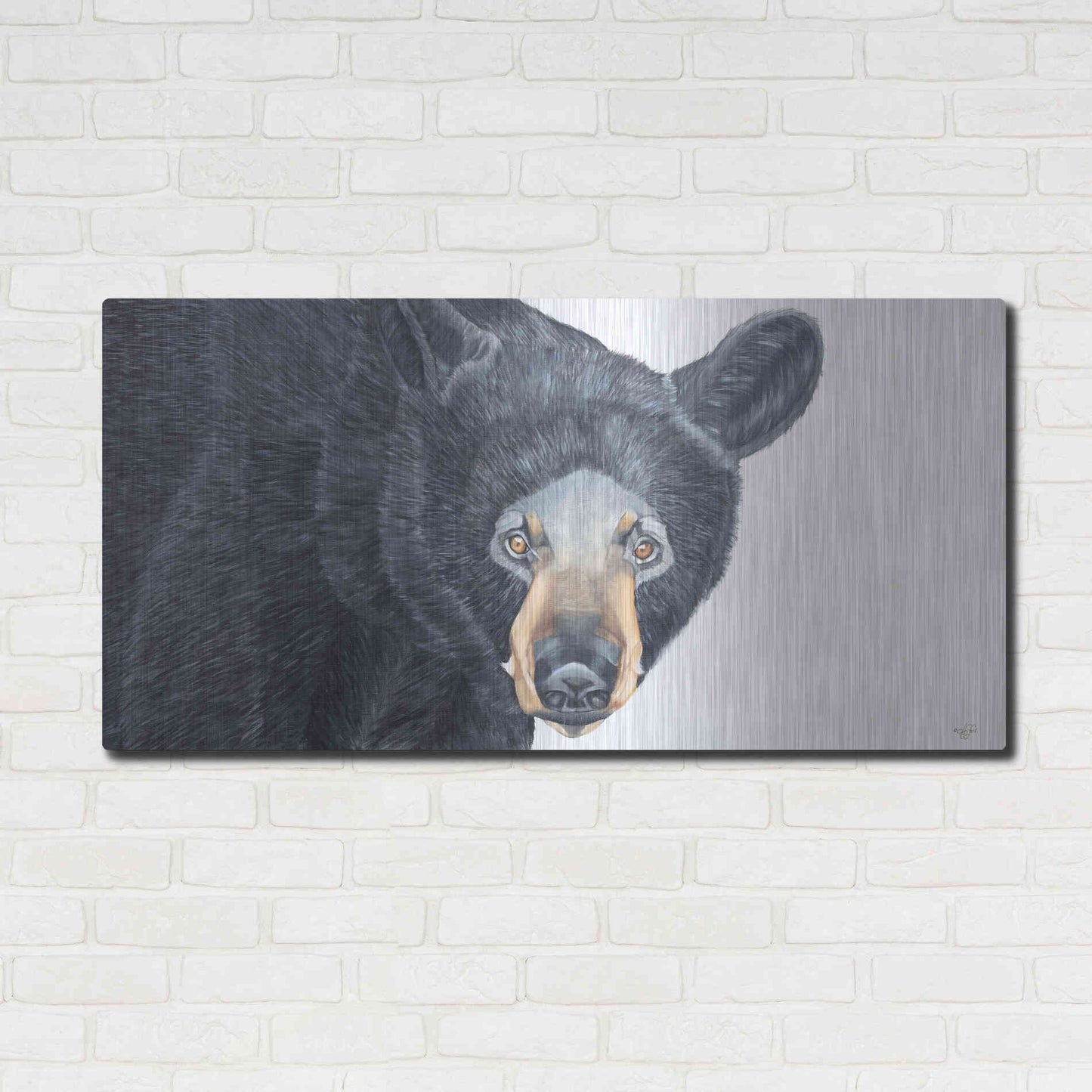 Luxe Metal Art 'Black Bear' by Diane Fifer, Metal Wall Art,48x24
