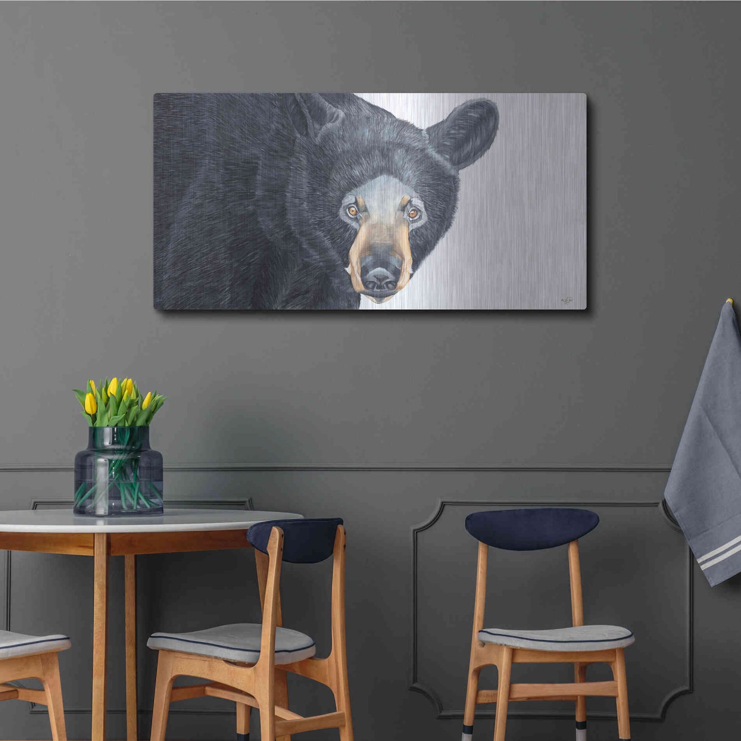 Luxe Metal Art 'Black Bear' by Diane Fifer, Metal Wall Art,48x24