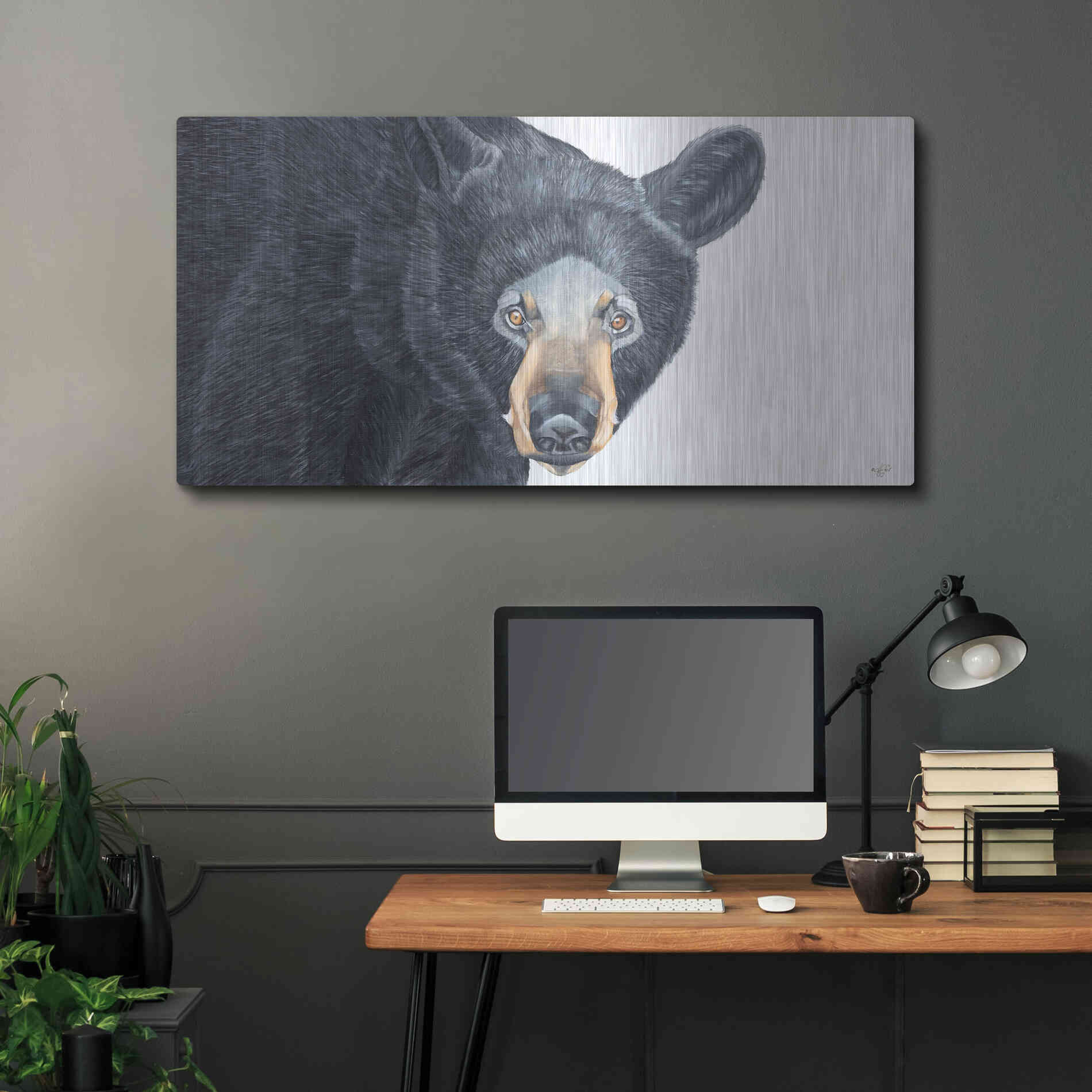 Luxe Metal Art 'Black Bear' by Diane Fifer, Metal Wall Art,48x24