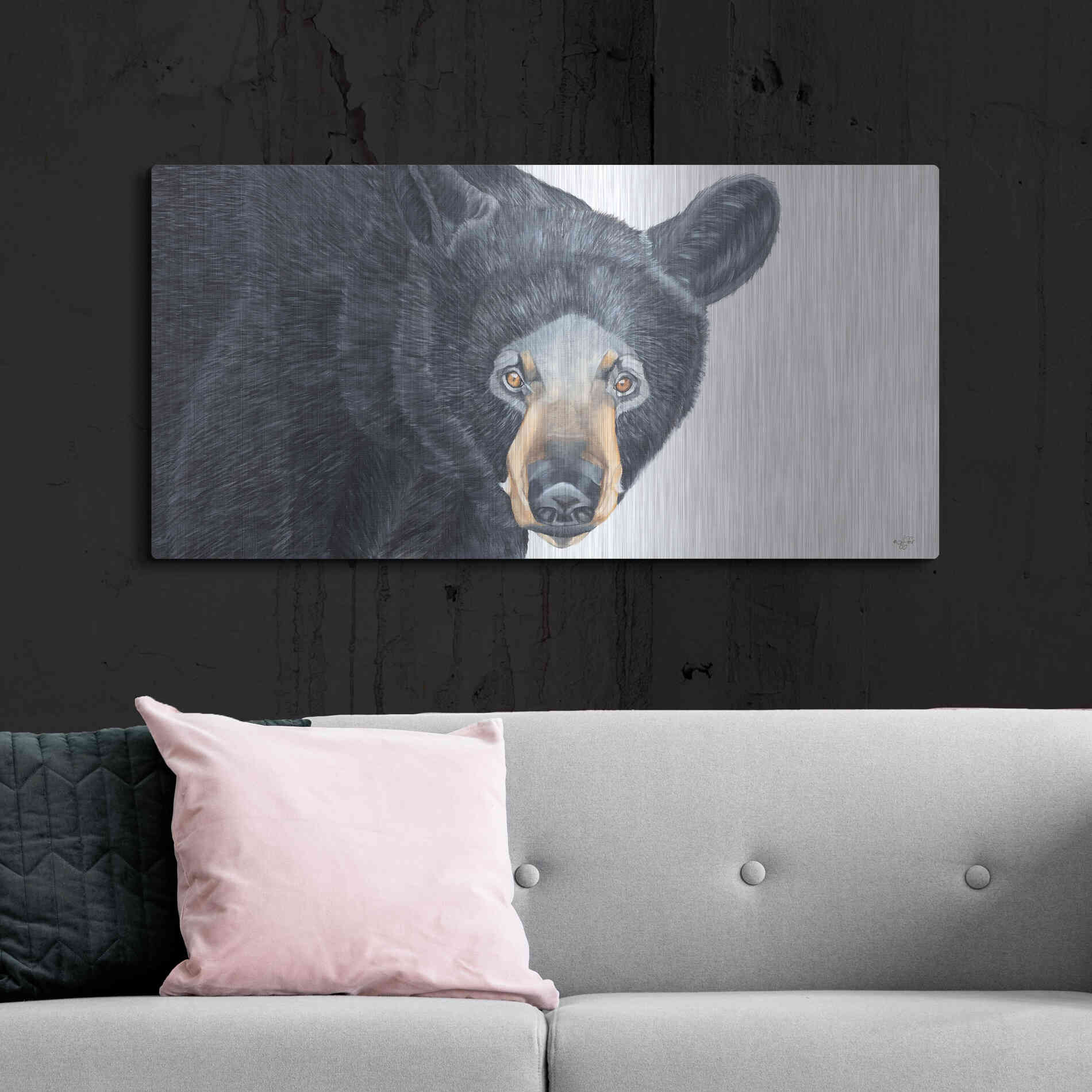 Luxe Metal Art 'Black Bear' by Diane Fifer, Metal Wall Art,48x24