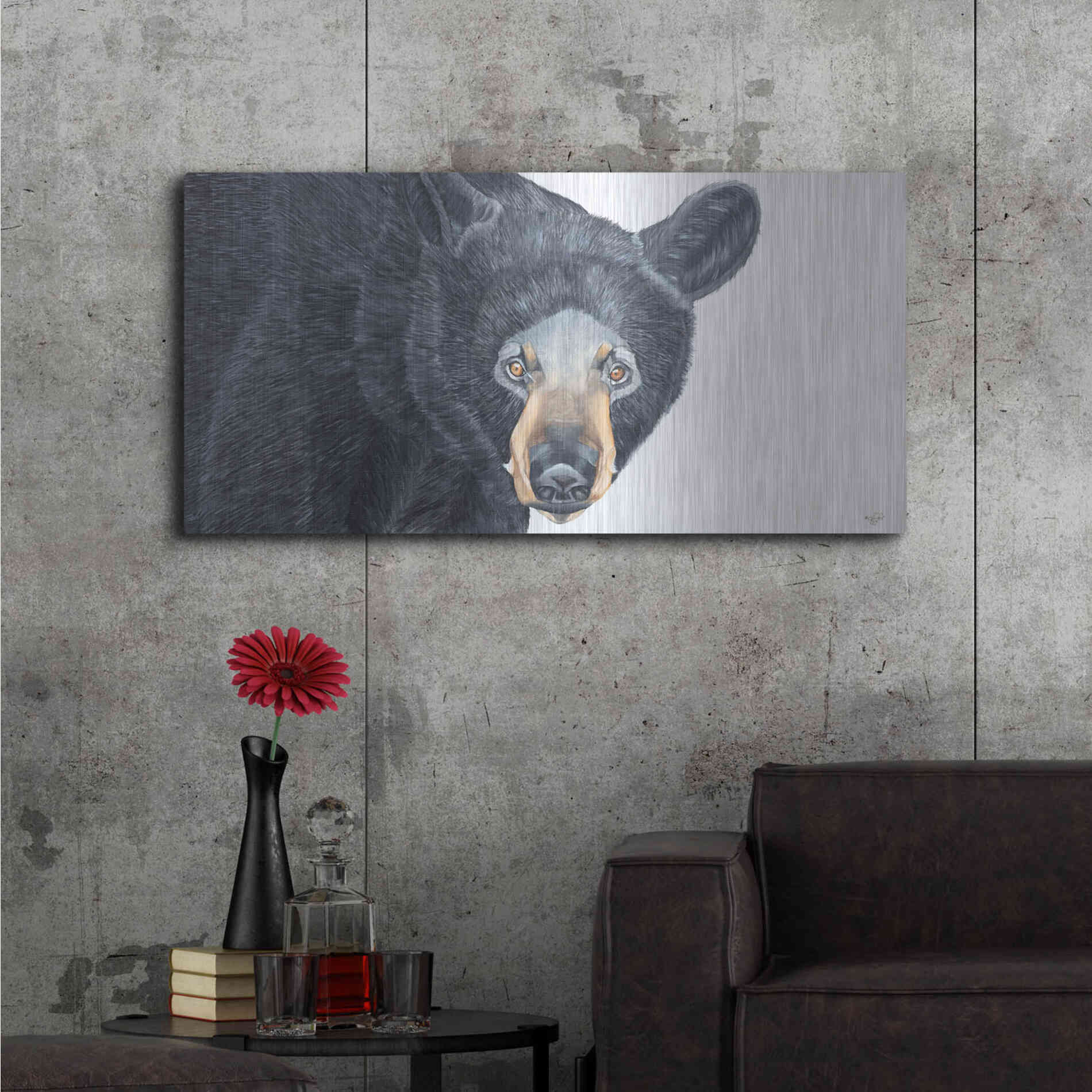 Luxe Metal Art 'Black Bear' by Diane Fifer, Metal Wall Art,48x24