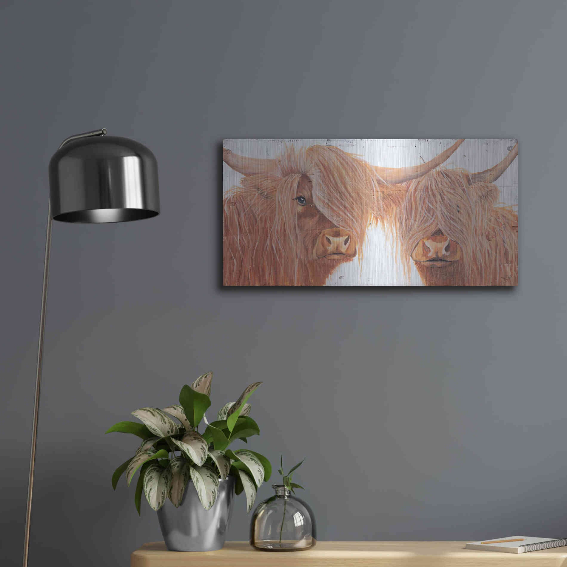 Luxe Metal Art 'Highland Pair' by Diane Fifer, Metal Wall Art,24x12