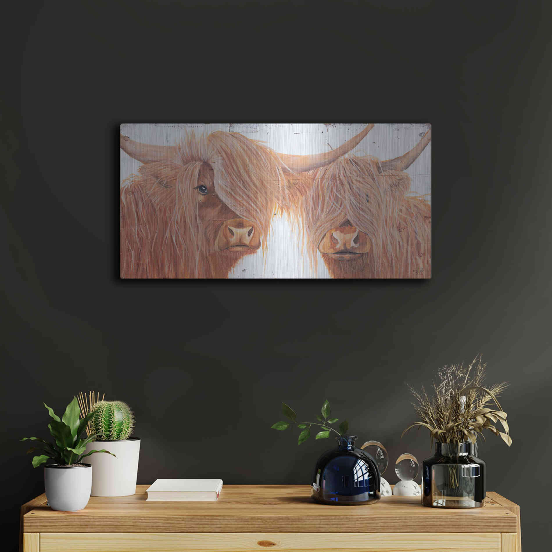 Luxe Metal Art 'Highland Pair' by Diane Fifer, Metal Wall Art,24x12
