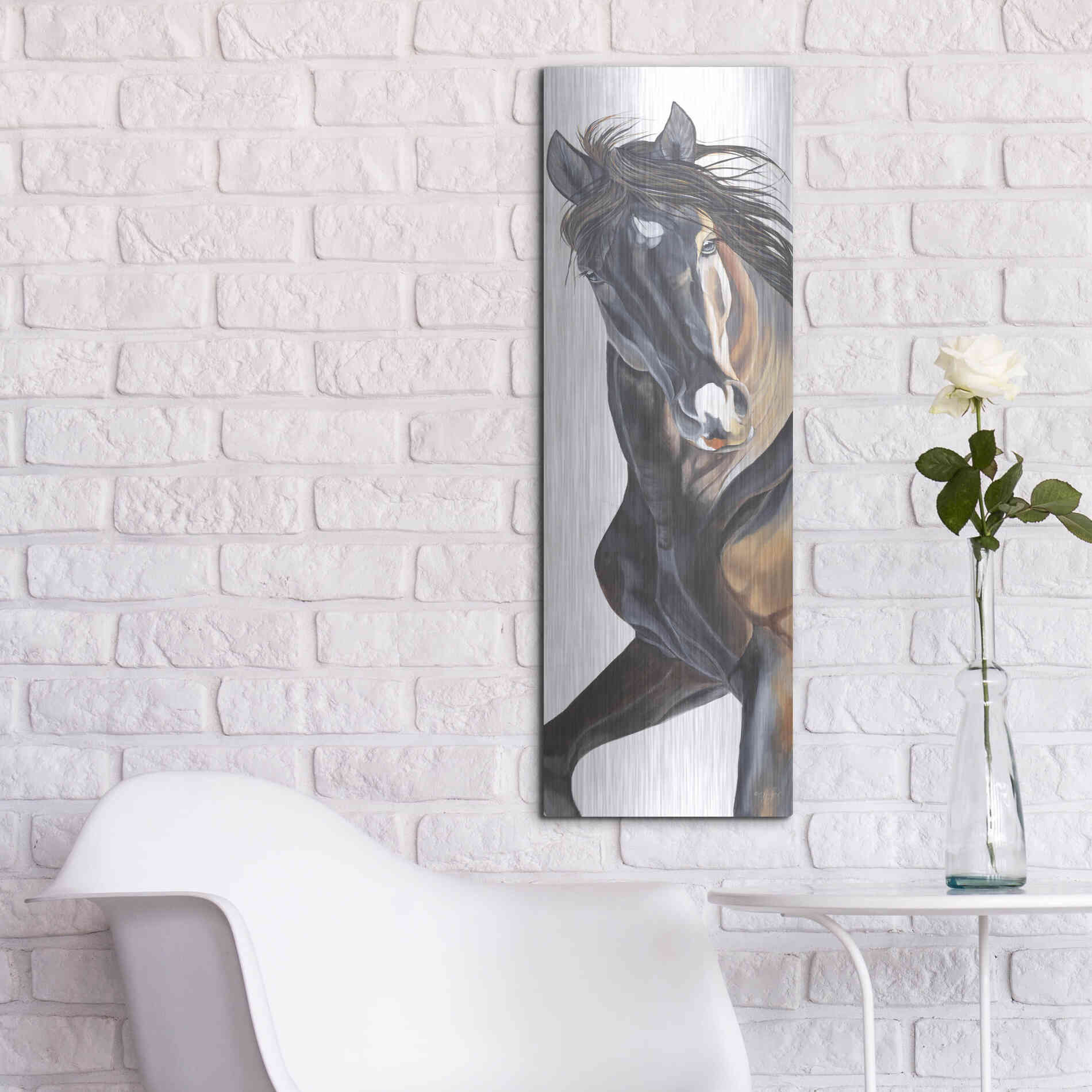 Luxe Metal Art 'Fancy Girl' by Diane Fifer, Metal Wall Art,12x36