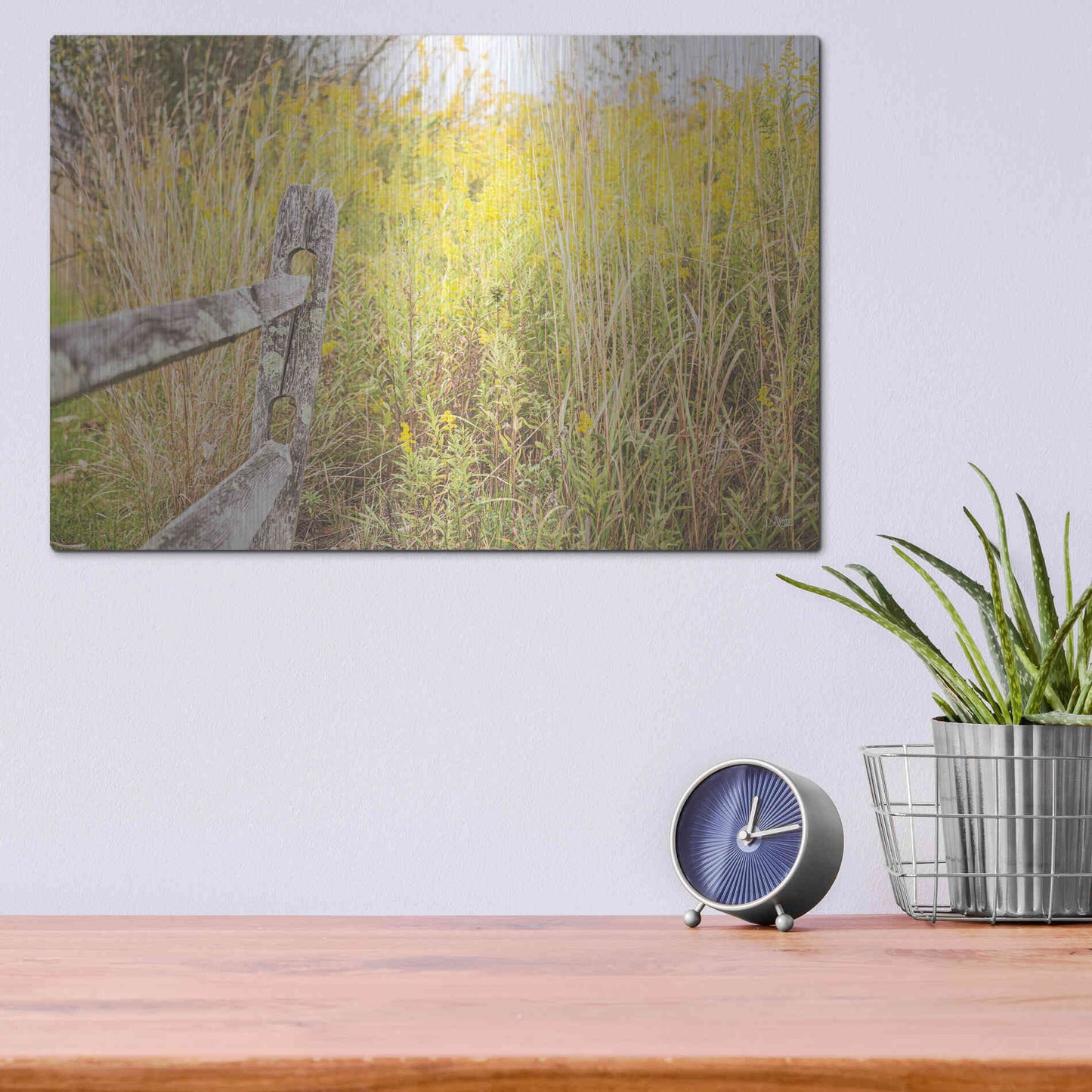 Luxe Metal Art 'Fence Stops Here' by Donnie Quillen, Metal Wall Art,16x12