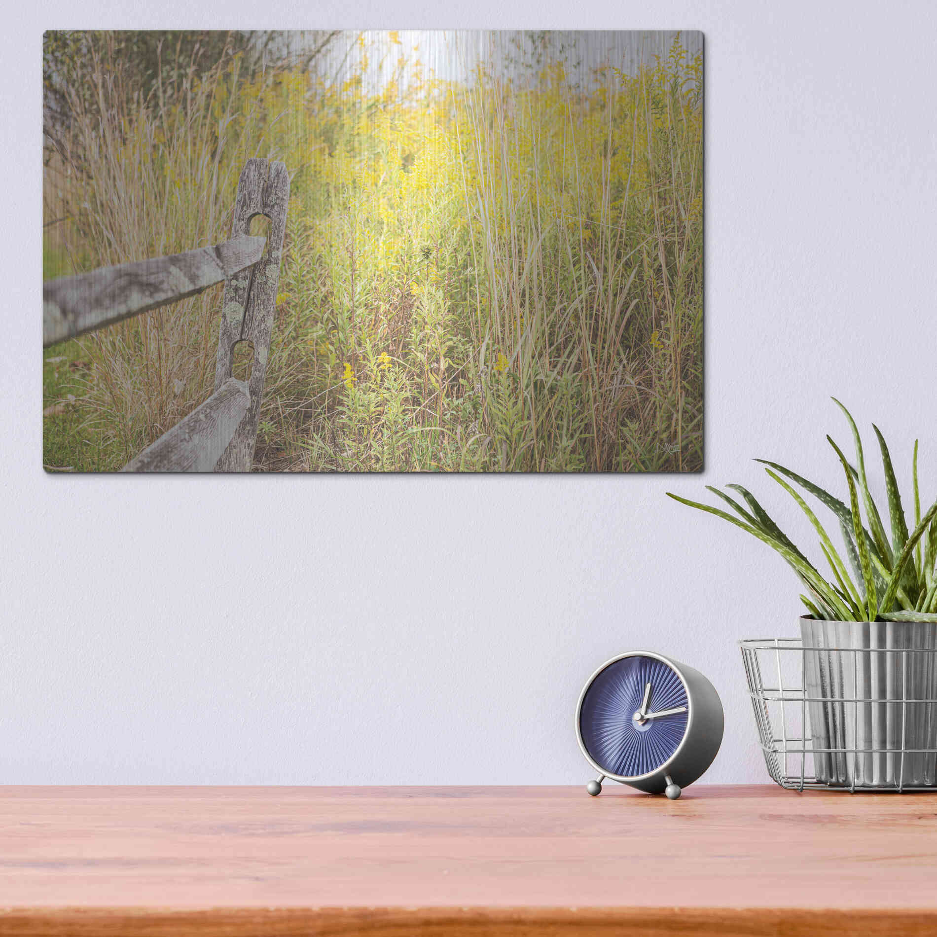 Luxe Metal Art 'Fence Stops Here' by Donnie Quillen, Metal Wall Art,16x12