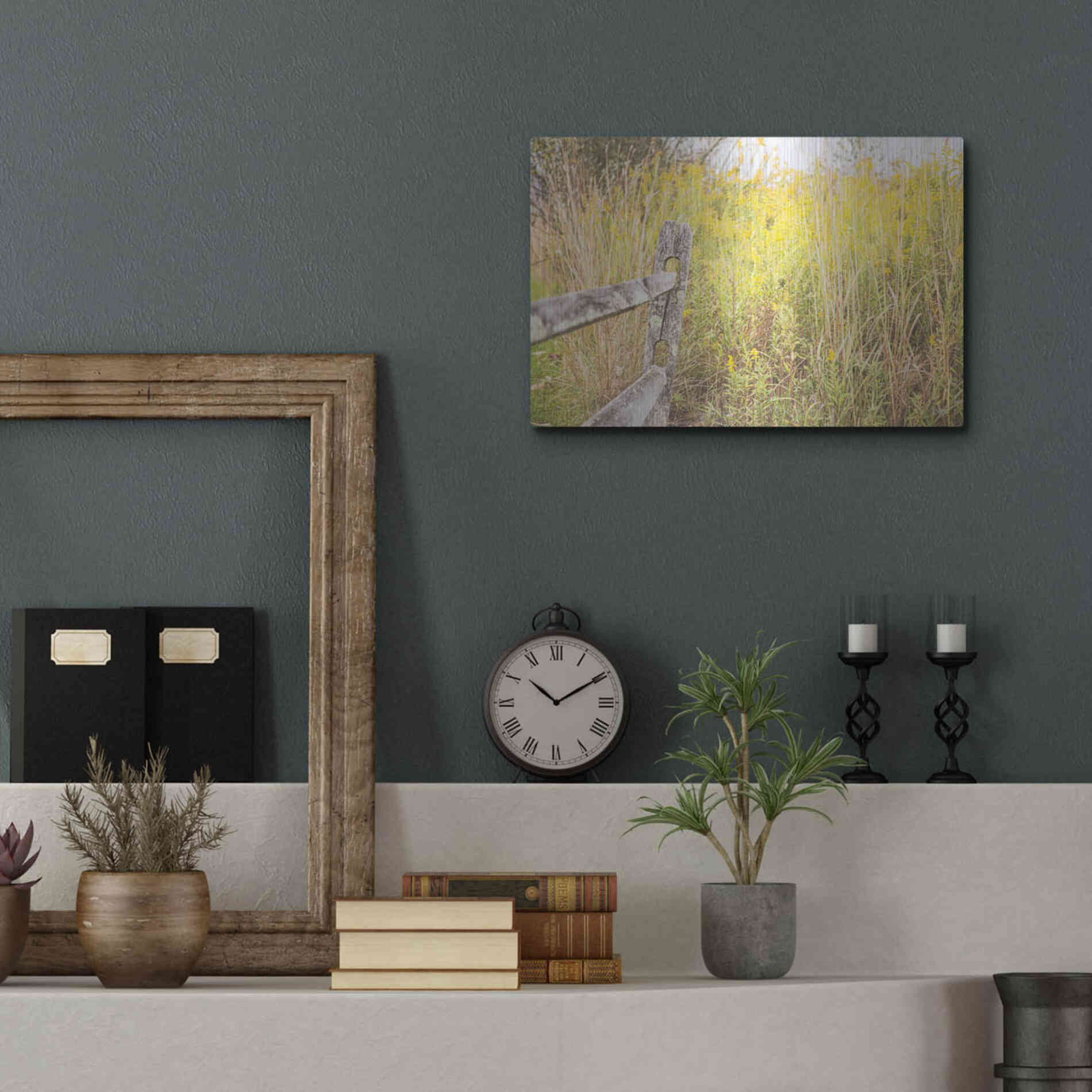 Luxe Metal Art 'Fence Stops Here' by Donnie Quillen, Metal Wall Art,16x12