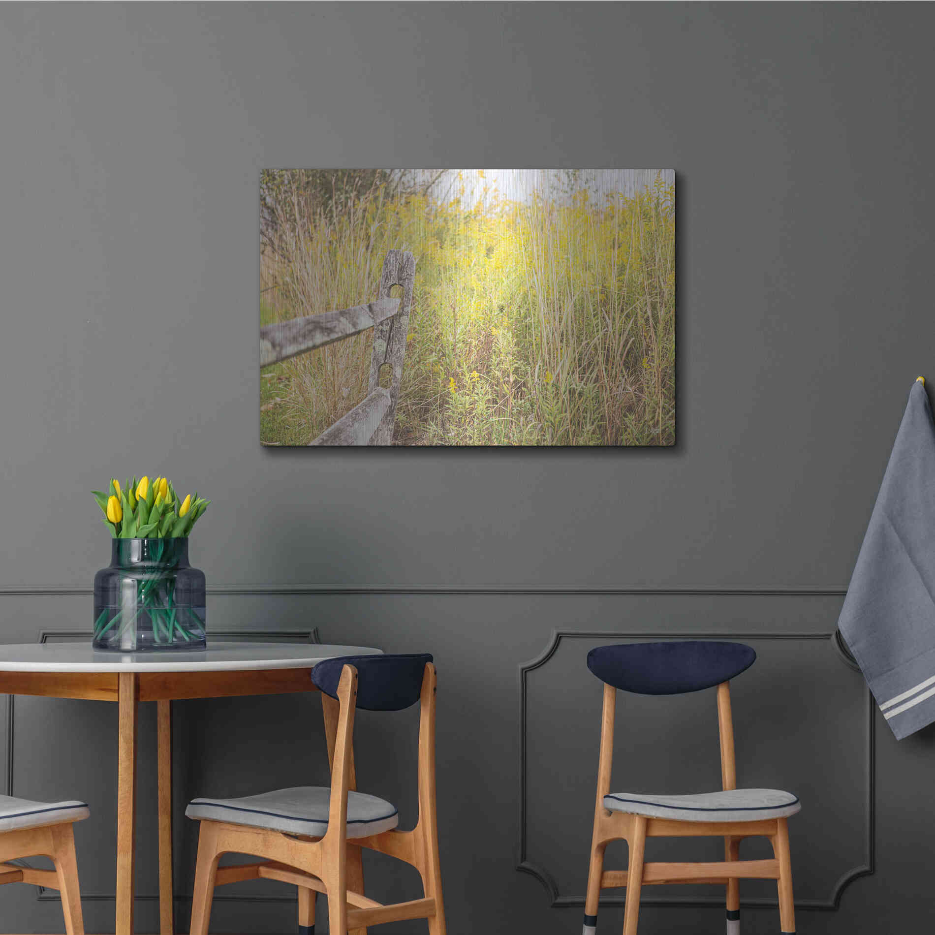 Luxe Metal Art 'Fence Stops Here' by Donnie Quillen, Metal Wall Art,36x24