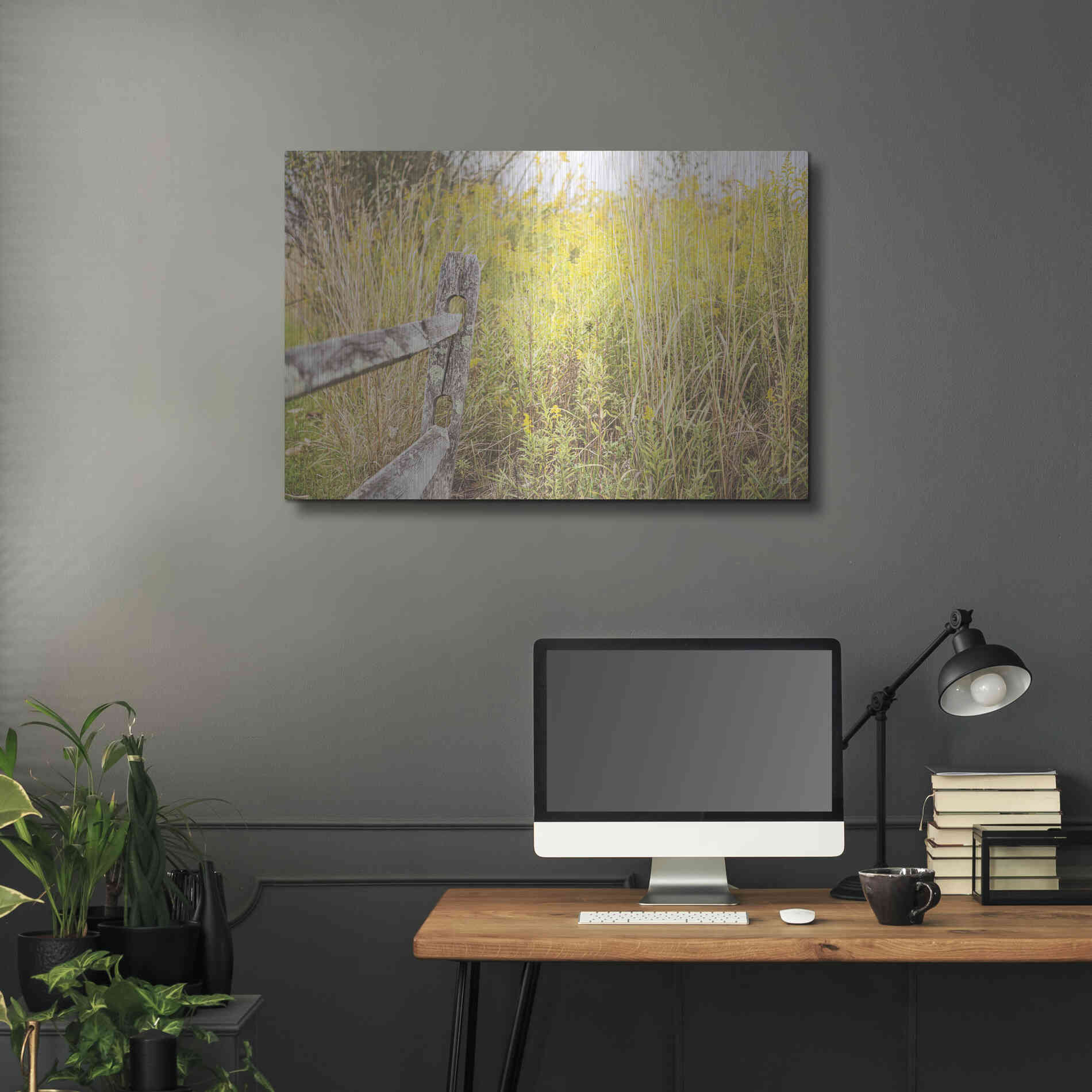 Luxe Metal Art 'Fence Stops Here' by Donnie Quillen, Metal Wall Art,36x24