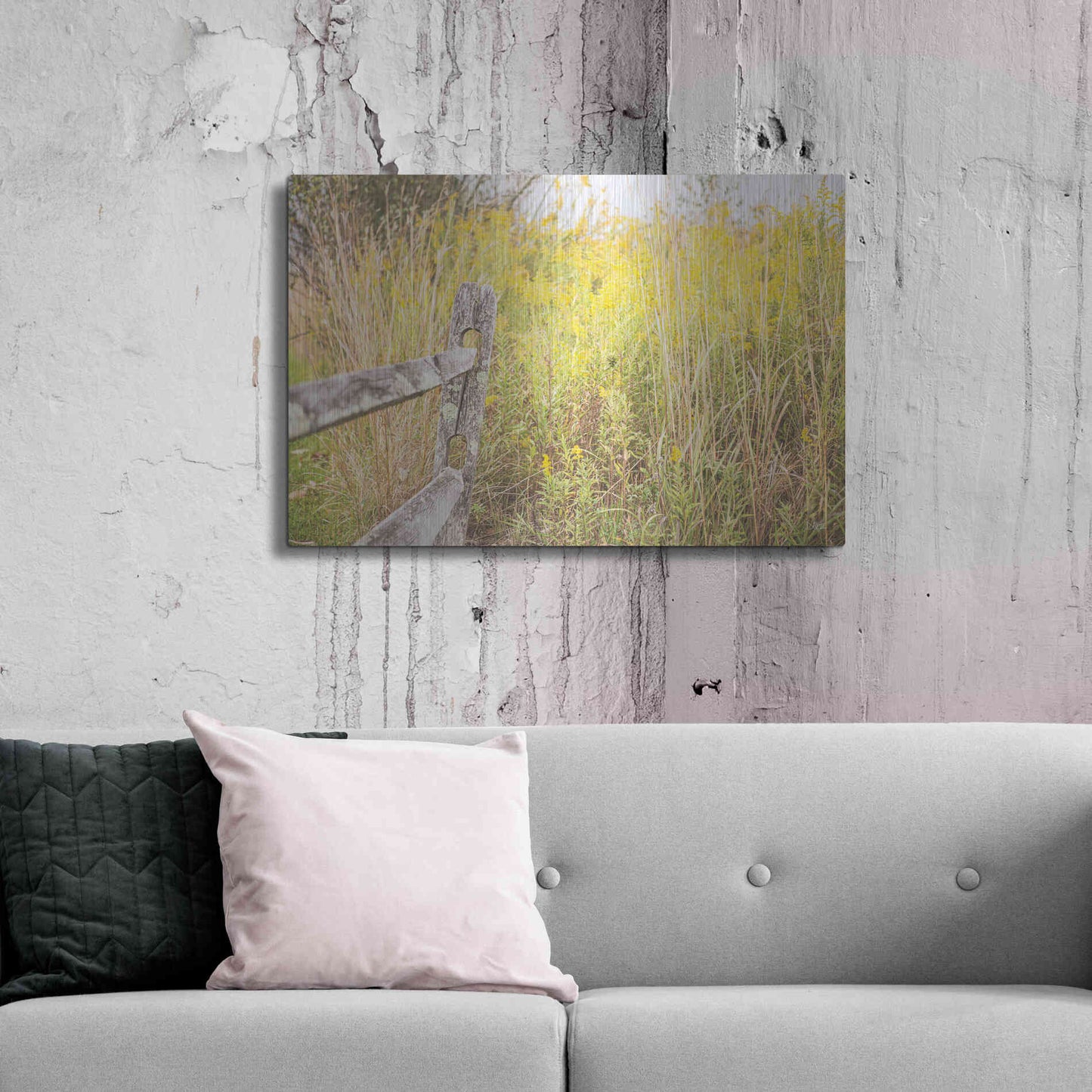 Luxe Metal Art 'Fence Stops Here' by Donnie Quillen, Metal Wall Art,36x24