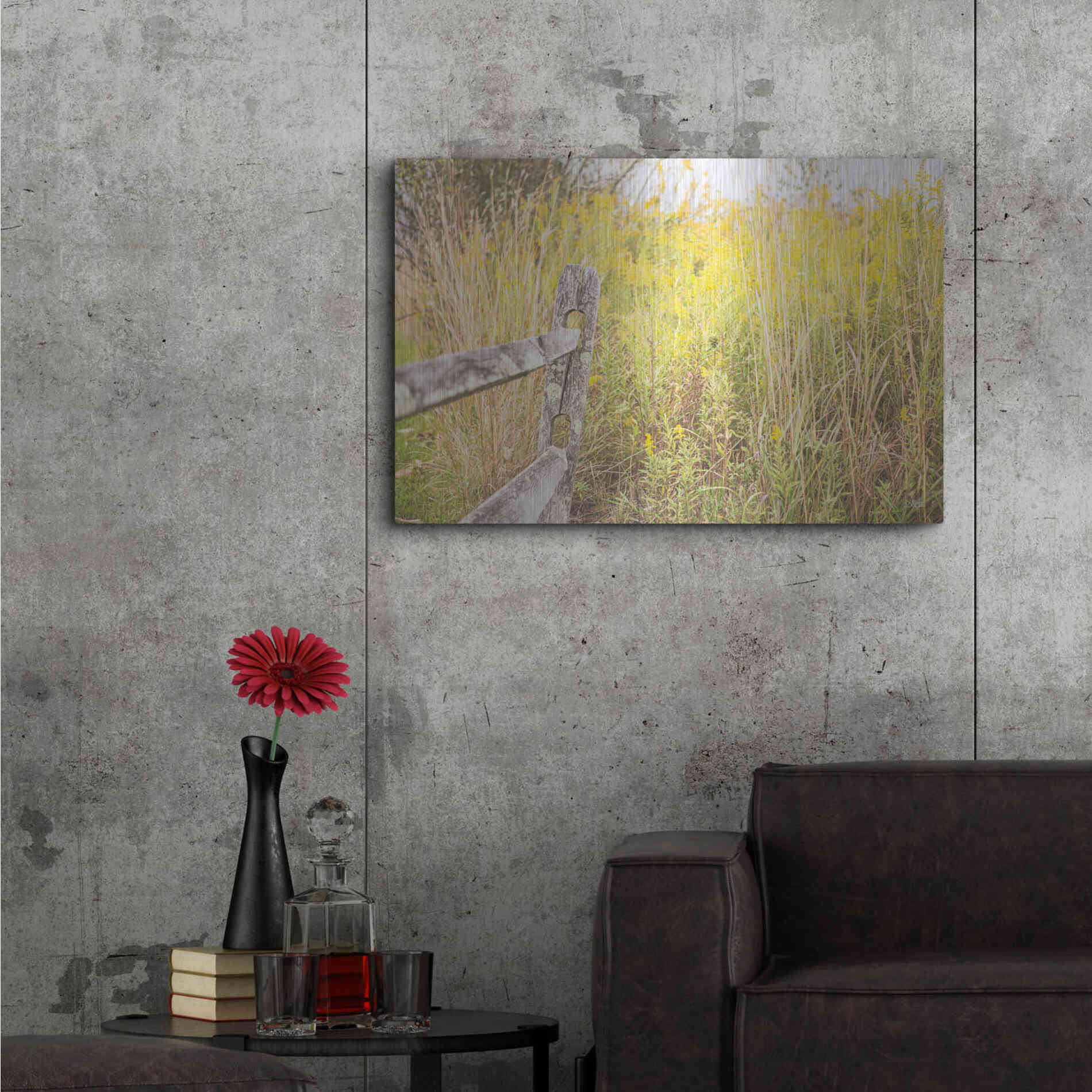 Luxe Metal Art 'Fence Stops Here' by Donnie Quillen, Metal Wall Art,36x24