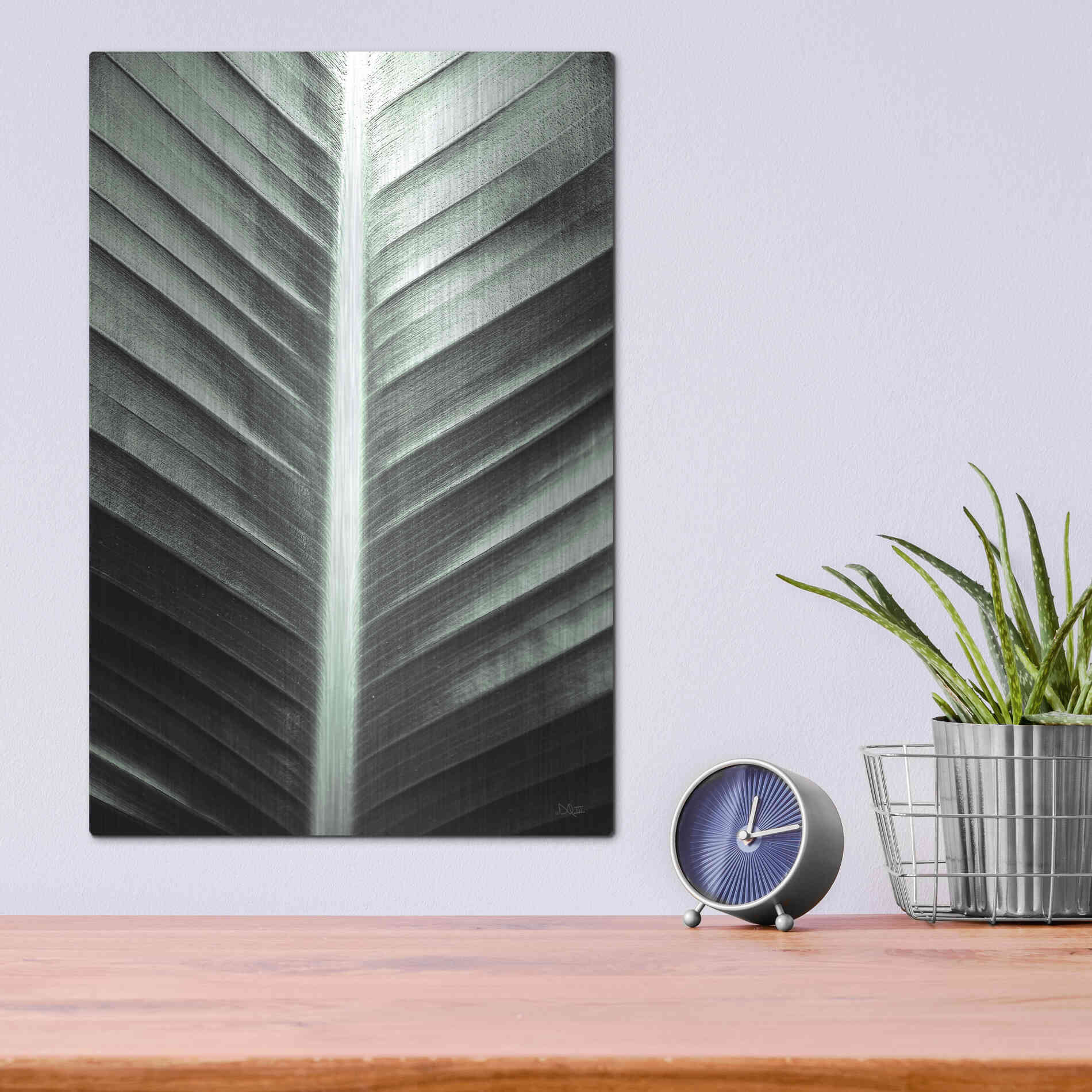 Luxe Metal Art 'Leaf Lines' by Donnie Quillen, Metal Wall Art,12x16