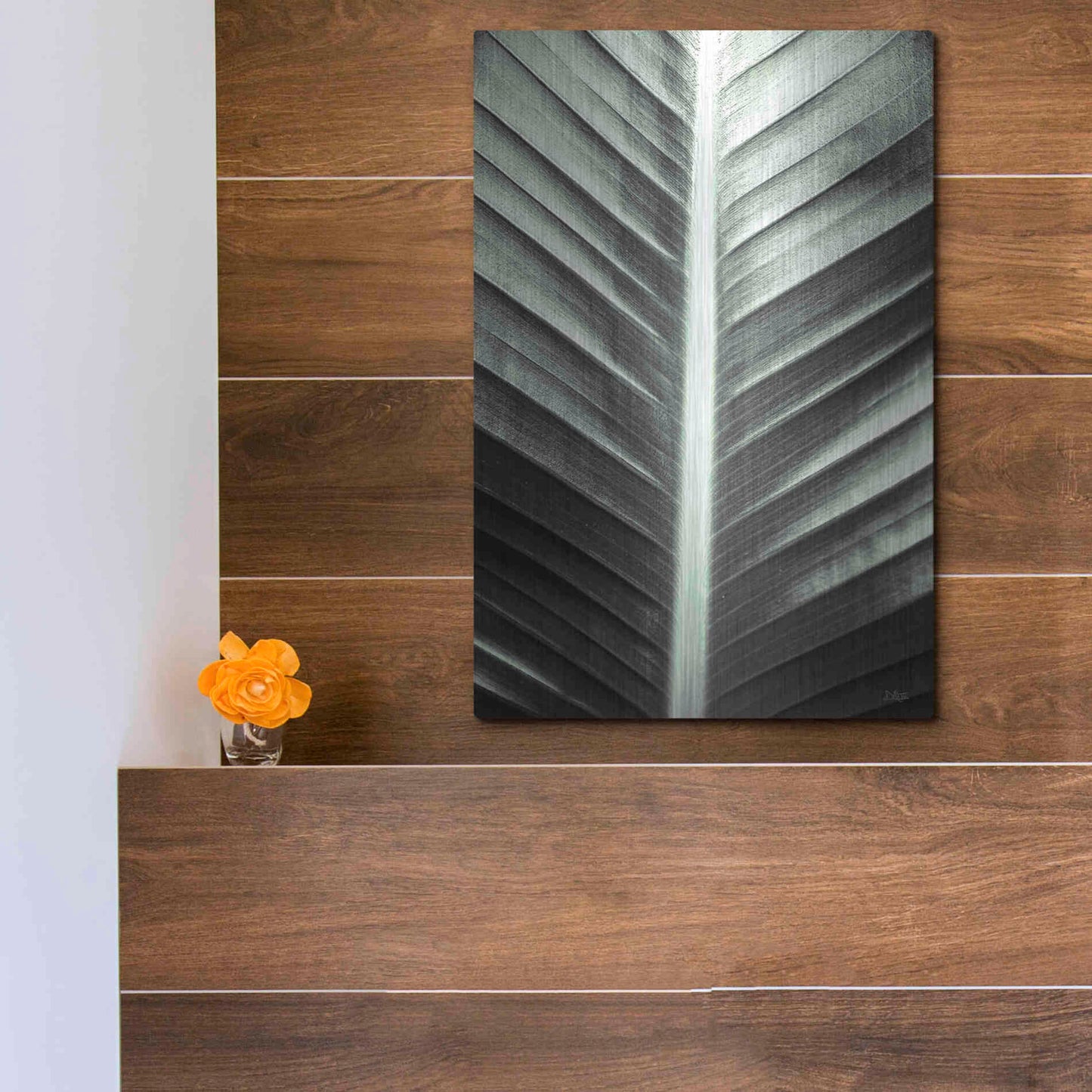 Luxe Metal Art 'Leaf Lines' by Donnie Quillen, Metal Wall Art,12x16