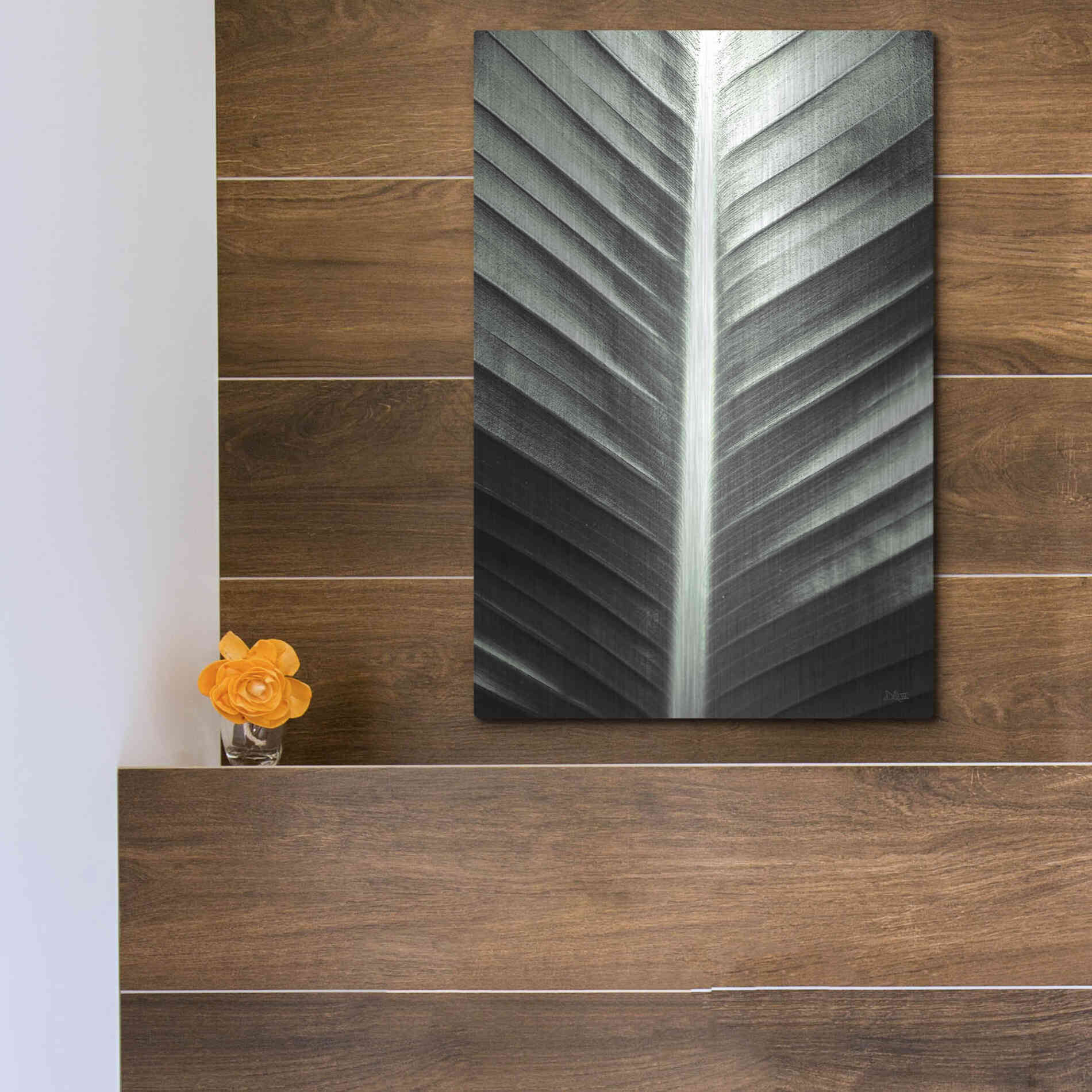 Luxe Metal Art 'Leaf Lines' by Donnie Quillen, Metal Wall Art,12x16