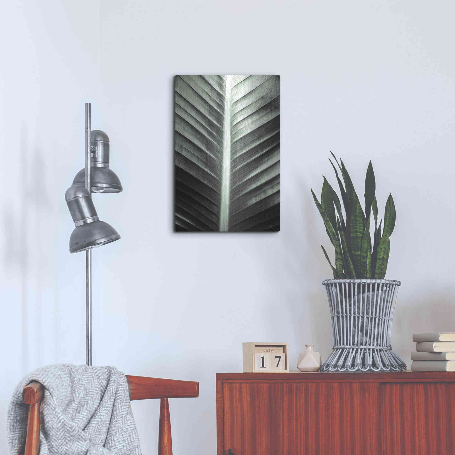 Luxe Metal Art 'Leaf Lines' by Donnie Quillen, Metal Wall Art,16x24
