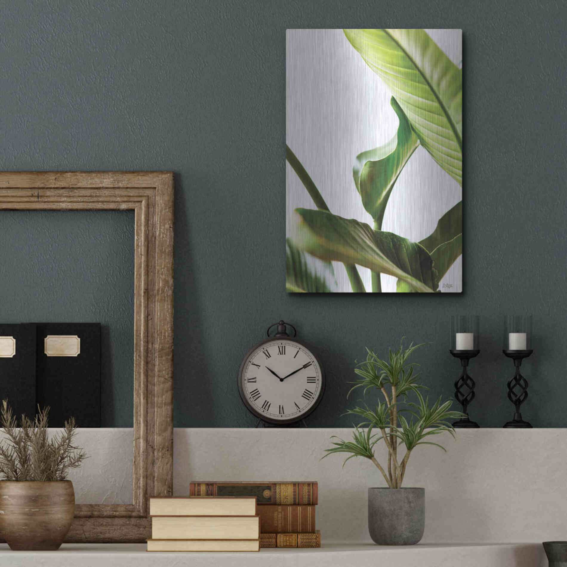 Luxe Metal Art 'Plant Leaves' by Donnie Quillen, Metal Wall Art,12x16