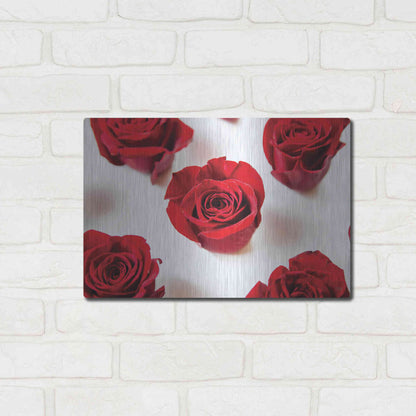 Luxe Metal Art 'Red Roses I' by Donnie Quillen, Metal Wall Art,16x12