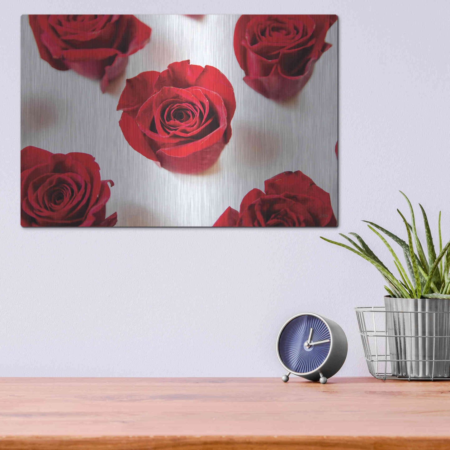 Luxe Metal Art 'Red Roses I' by Donnie Quillen, Metal Wall Art,16x12