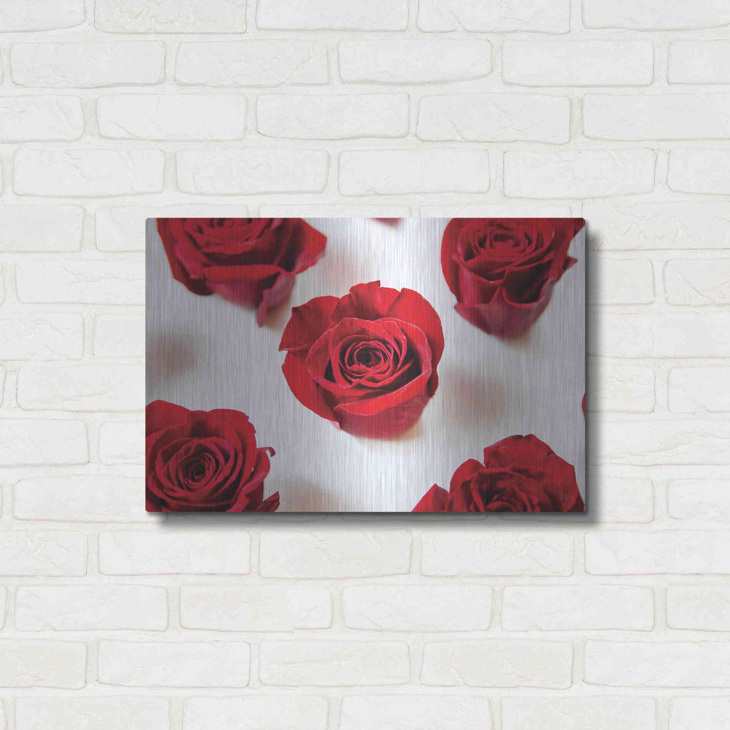 Luxe Metal Art 'Red Roses I' by Donnie Quillen, Metal Wall Art,24x16