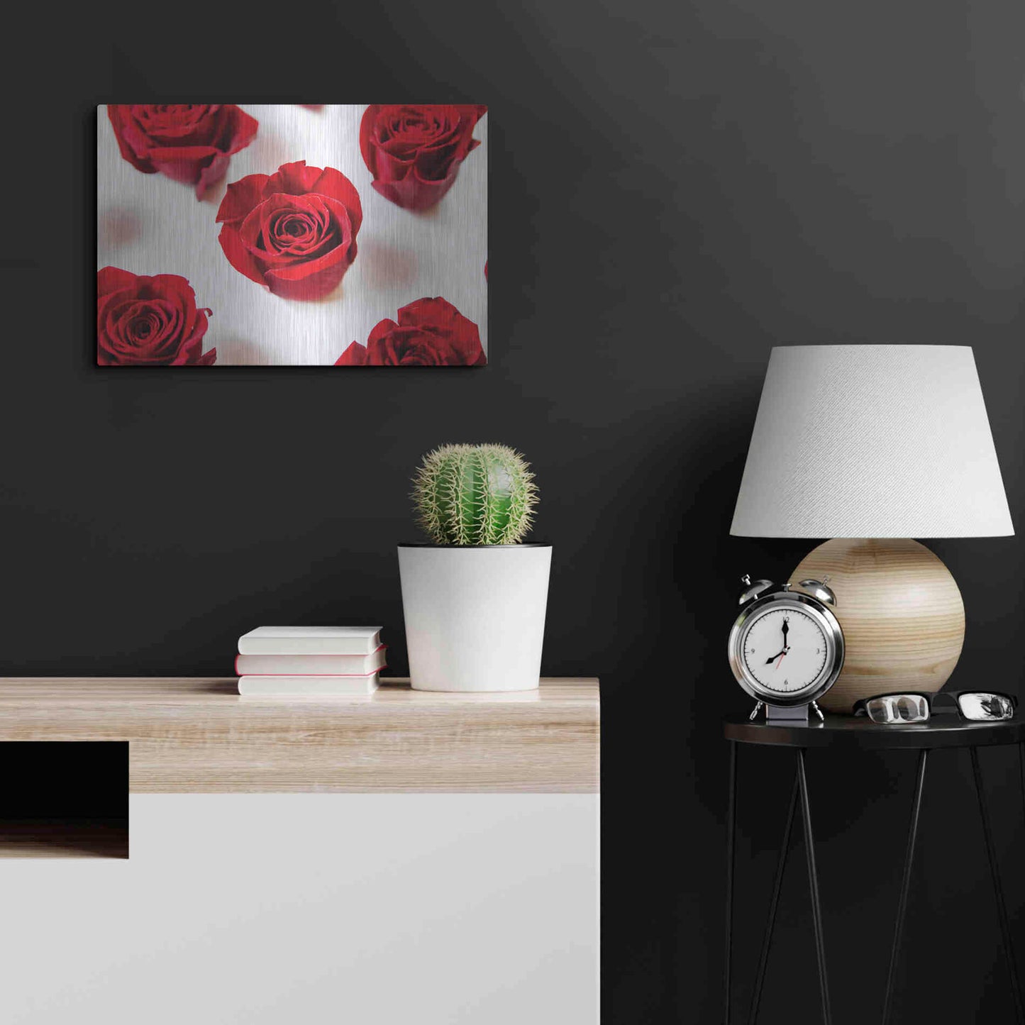 Luxe Metal Art 'Red Roses I' by Donnie Quillen, Metal Wall Art,24x16