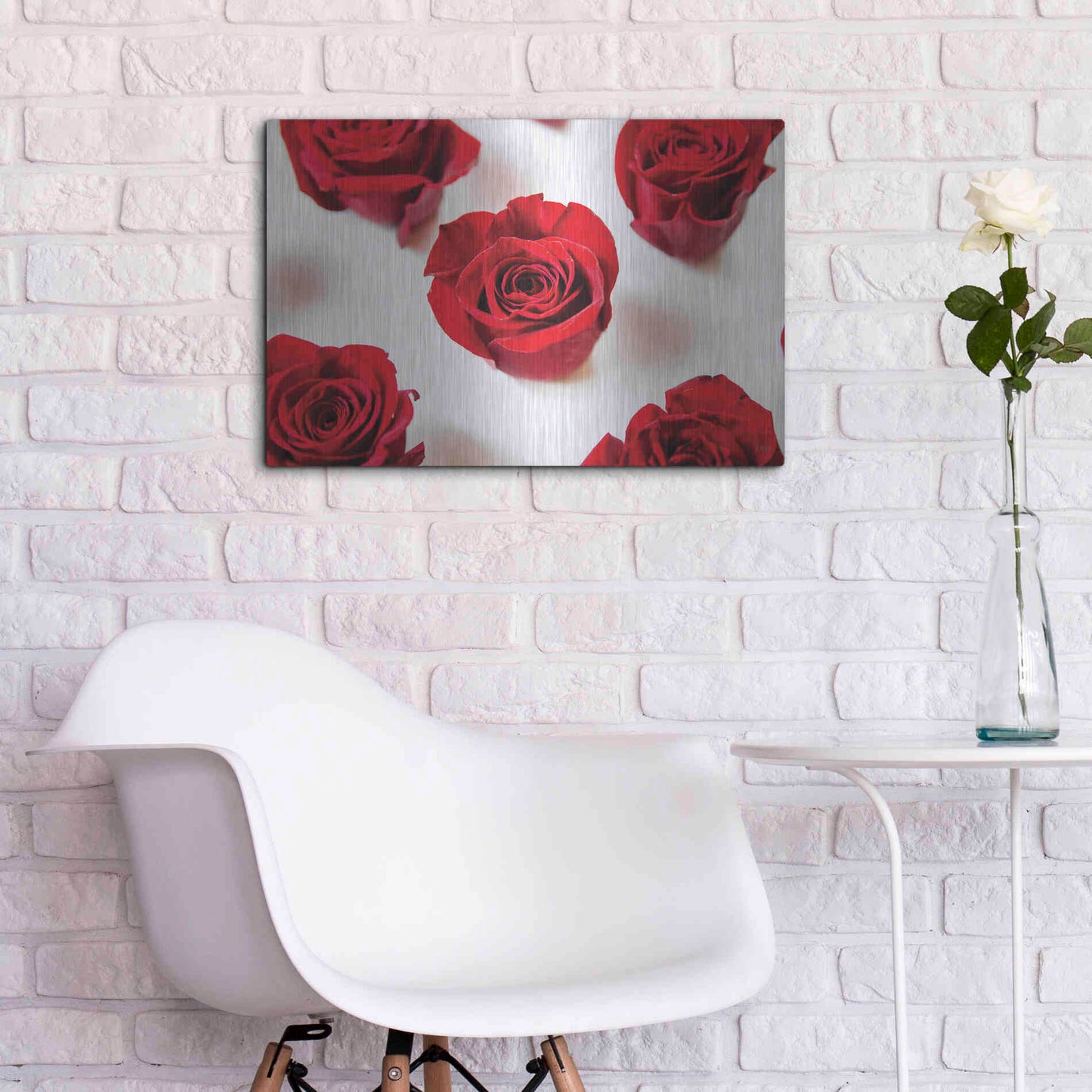 Luxe Metal Art 'Red Roses I' by Donnie Quillen, Metal Wall Art,24x16