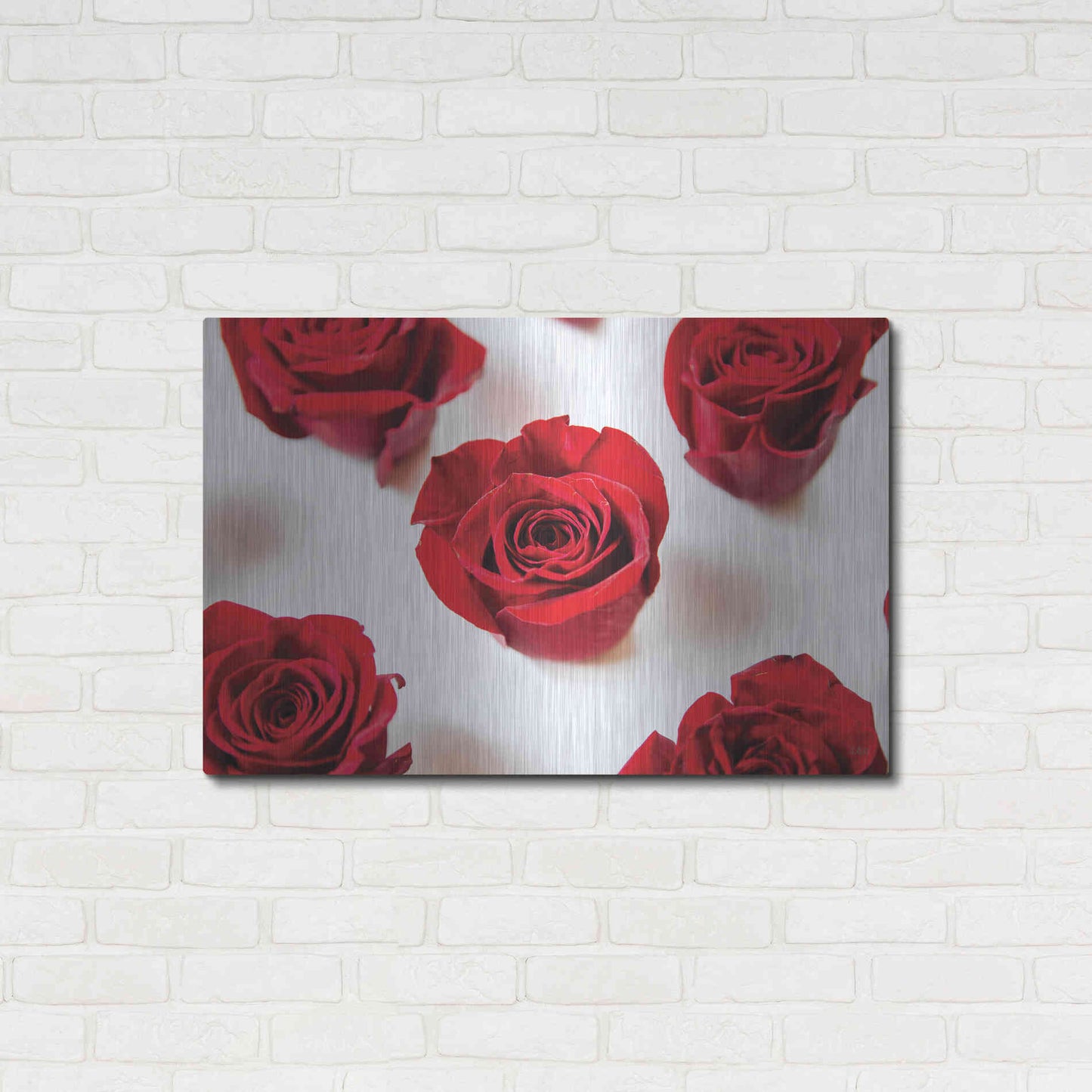 Luxe Metal Art 'Red Roses I' by Donnie Quillen, Metal Wall Art,36x24