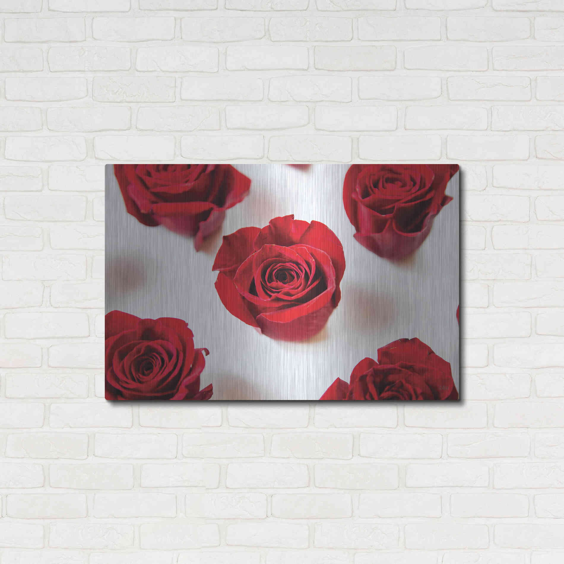 Luxe Metal Art 'Red Roses I' by Donnie Quillen, Metal Wall Art,36x24